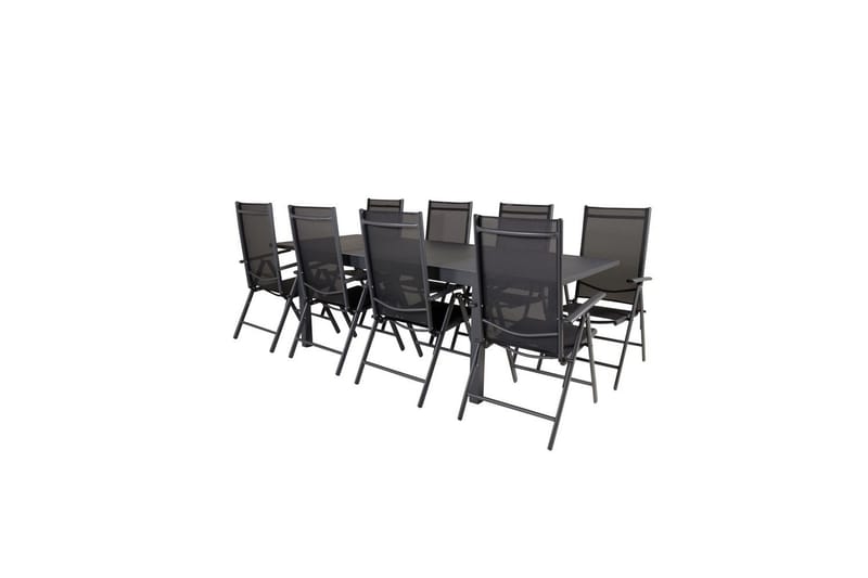 Matgrupp Marbella Rektangulärt 160/240x100 cm Svart med 8st Break Stolar - Utemöbler - Utegrupp - Matgrupp utomhus