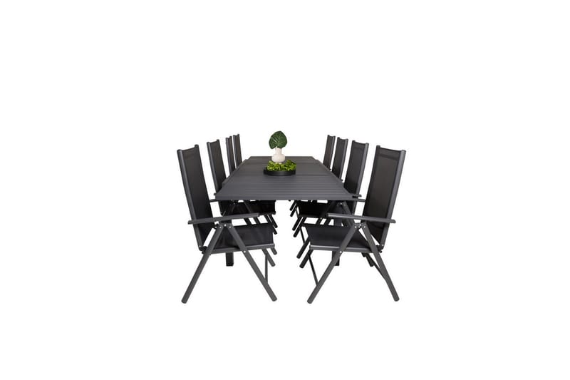 Matgrupp Marbella Rektangulärt 160/240x100 cm Svart med 8st Break Stolar - Utemöbler - Utegrupp - Matgrupp utomhus
