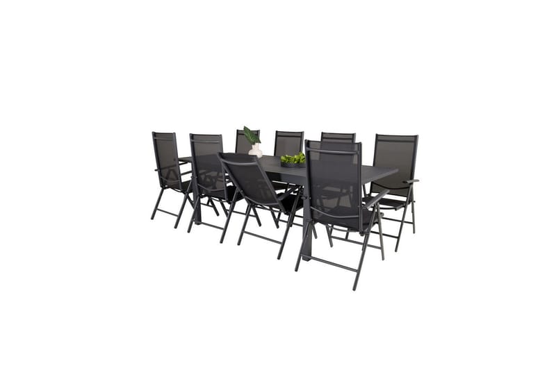 Matgrupp Marbella Rektangulärt 160/240x100 cm Svart med 8st Break Stolar - Utemöbler - Utegrupp - Matgrupp utomhus