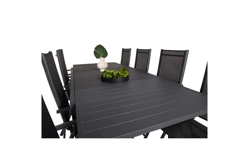 Matgrupp Marbella Rektangulärt 160/240x100 cm Svart med 8st Break Stolar - Utemöbler - Utegrupp - Matgrupp utomhus