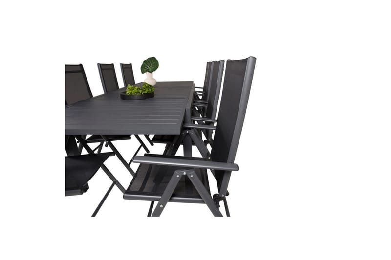 Matgrupp Marbella Rektangulärt 160/240x100 cm Svart med 8st Break Stolar - Utemöbler - Utegrupp - Matgrupp utomhus