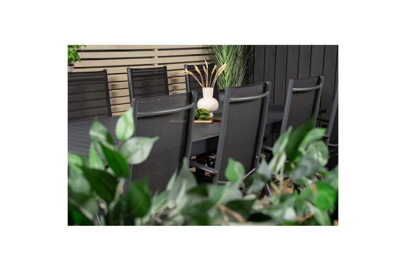 Matgrupp Marbella Rektangulärt 160/240x100 cm Svart med 8st Break Stolar - Utemöbler - Utegrupp - Matgrupp utomhus