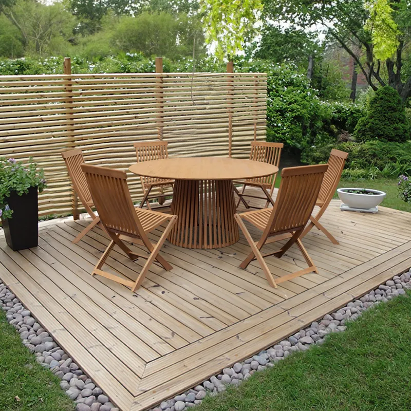 Matgrupp med 6 stolar och stort runt bord | Högmarsö - Utemöbler - Utegrupp - Matgrupp utomhus