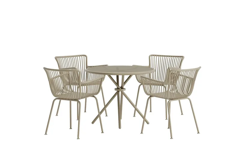 Matgrupp Sifnos 90 cm med 4 Stolar Utomhus - Beige - Utemöbler - Utegrupp - Matgrupp utomhus