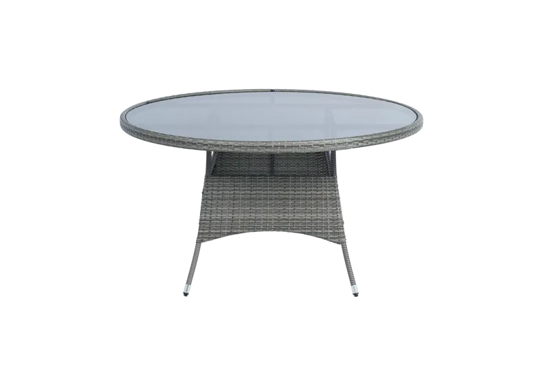 Matgrupp Tylösand Grå – 6 platser | Runt bord Ø135 cm & 6 stolar med dynor - Utemöbler - Utegrupp - Matgrupp utomhus