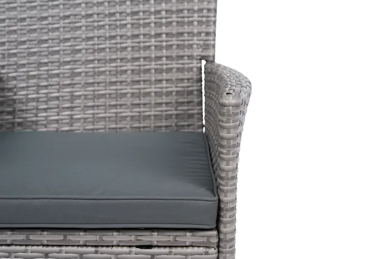 Matgrupp Tylösand grå – 8 platser | Runt bord Ø170 cm & 8 stolar med dynor - Utemöbler - Utegrupp - Matgrupp utomhus