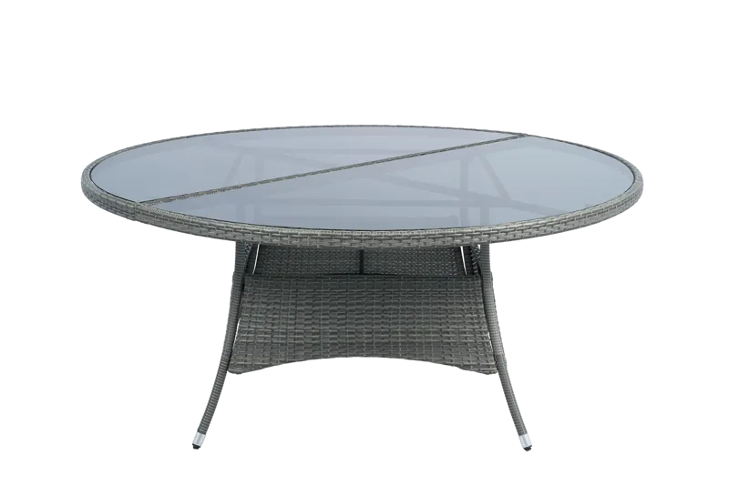 Matgrupp Tylösand grå – 8 platser | Runt bord Ø170 cm & 8 stolar med dynor - Utemöbler - Utegrupp - Matgrupp utomhus