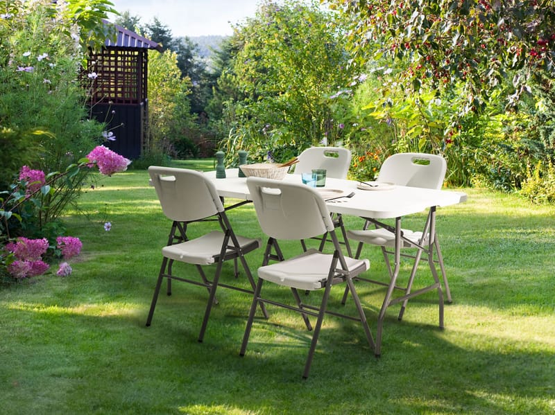 Matgrupp utomhus 4-Sits Cugnoli Fällbar - Vit/silver - Utemöbler - Utegrupp - Matgrupp utomhus