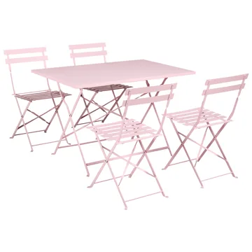Matgrupp utomhus 4-Sits Fiori Fällbar - pastellrosa - Utemöbler - Utegrupp - Matgrupp utomhus