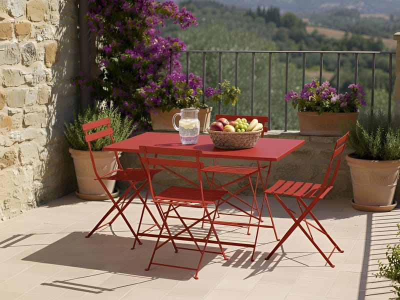 Matgrupp utomhus 4-Sits Fiori - röd - Utemöbler - Utegrupp - Matgrupp utomhus
