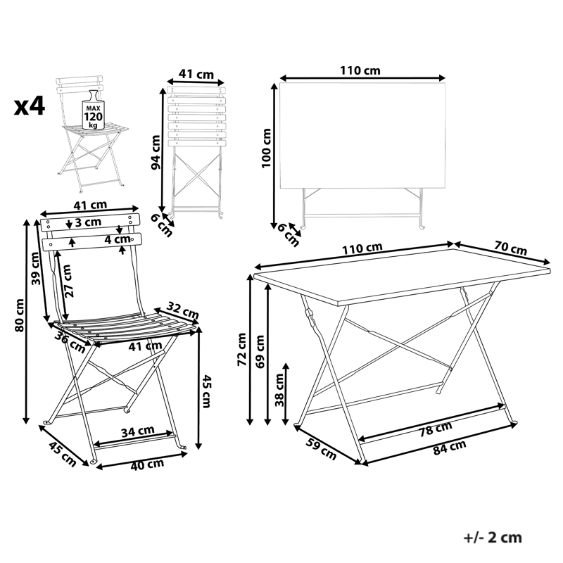 Matgrupp utomhus 4-Sits Fiori - röd - Utemöbler - Utegrupp - Matgrupp utomhus