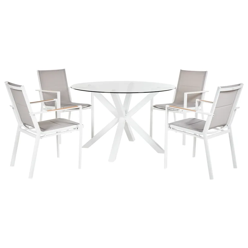Matgrupp utomhus 4-Sits Maletto/Busseto, Vit/grå/transparent/brun