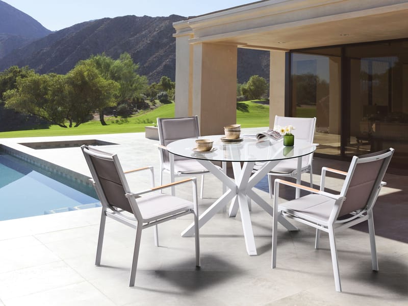 Matgrupp utomhus 4-Sits Maletto/Busseto - Vit/grå/transparent/brun - Utemöbler - Utegrupp - Matgrupp utomhus