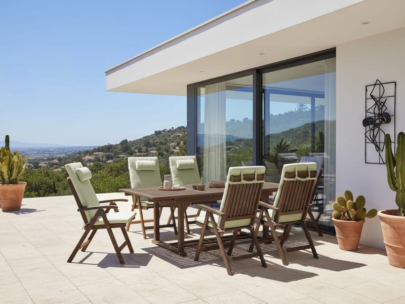 Matgrupp utomhus 6-Sits Amantea Premium Akaciaträ - Brun/Grön - Utemöbler - Utegrupp - Matgrupp utomhus