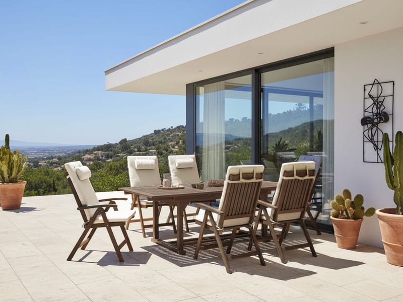 Matgrupp utomhus 6-Sits Amantea Premium Akaciaträ - Brun/Beige - Utemöbler - Utegrupp - Matgrupp utomhus