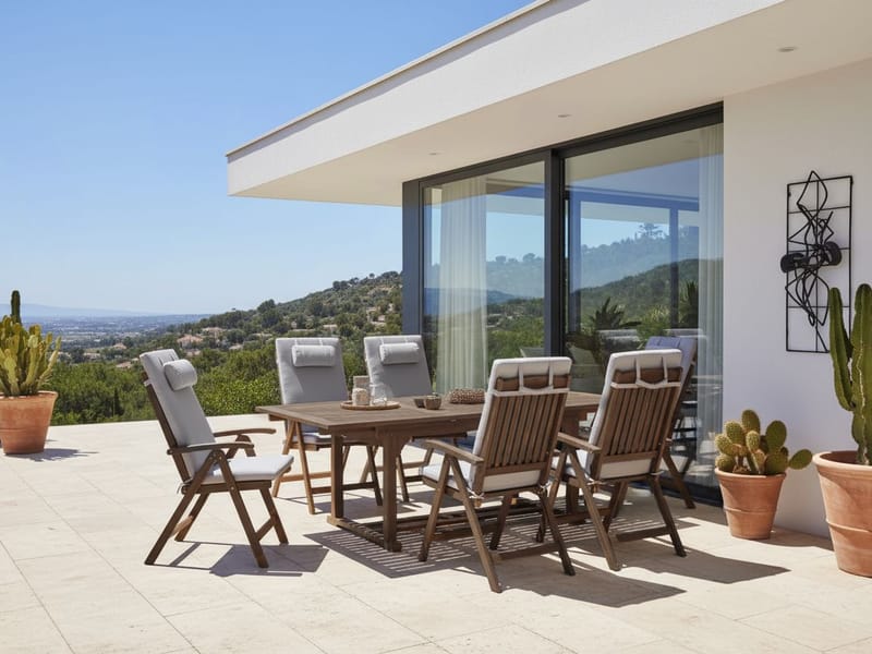 Matgrupp utomhus 6-Sits Amantea Premium Akaciaträ - Brun/Grå - Utemöbler - Utegrupp - Matgrupp utomhus