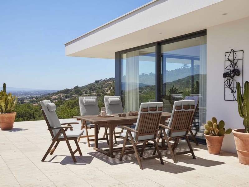 Matgrupp utomhus 6-Sits Amantea Premium Akaciaträ - Brun/Grå - Utemöbler - Utegrupp - Matgrupp utomhus