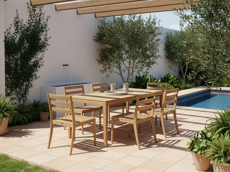 Matgrupp utomhus 6-Sits Chioggia Akaciaträ - Brun - Utemöbler - Utegrupp - Matgrupp utomhus