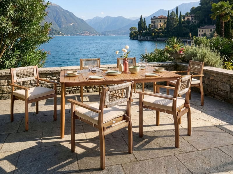 Matgrupp utomhus 6-Sits Jaco/Sumirago Akaciaträ - brun - Utemöbler - Utegrupp - Matgrupp utomhus