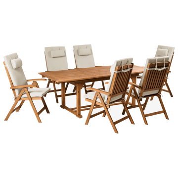 Matgrupp utomhus 6-Sits Java Premium Akaciaträ - taupe - Utemöbler - Utegrupp - Matgrupp utomhus