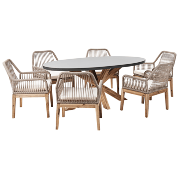 Matgrupp utomhus 6-Sits Oristano med Kuddar Betong - beige - Utemöbler - Utegrupp - Matgrupp utomhus