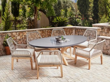 Matgrupp utomhus 6-Sits Oristano med Kuddar Betong - beige - Utemöbler - Utegrupp - Matgrupp utomhus