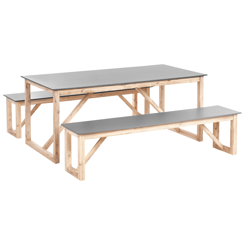 Matgrupp utomhus med Bänkar Notteri Betong, Grå/brun