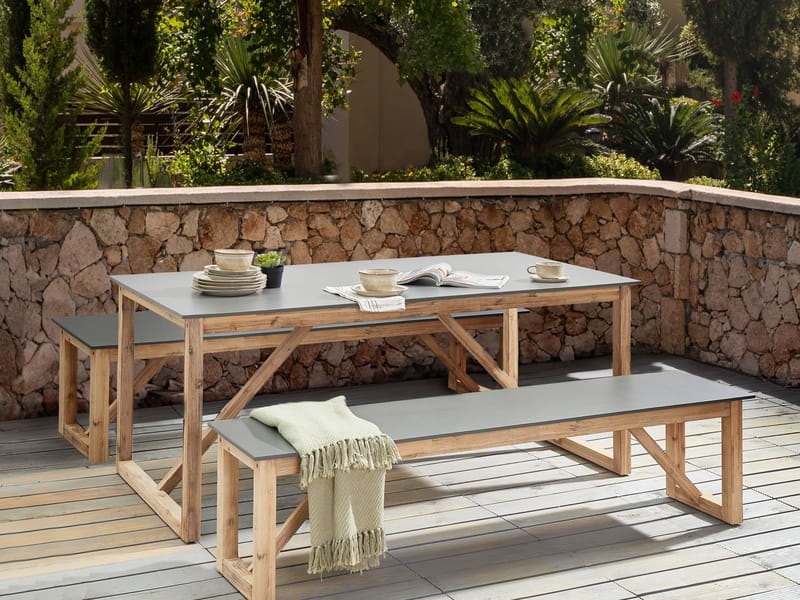 Matgrupp utomhus med Bänkar Notteri Betong - Grå/brun - Utemöbler - Utegrupp - Matgrupp utomhus