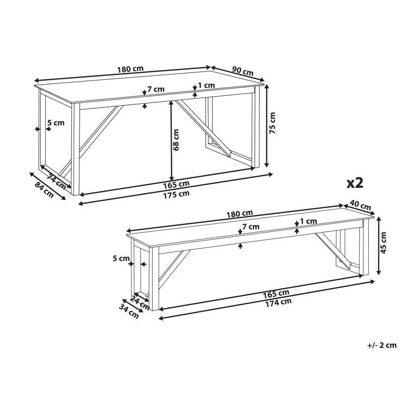 Matgrupp utomhus med Bänkar Notteri Betong - Grå/brun - Utemöbler - Utegrupp - Matgrupp utomhus
