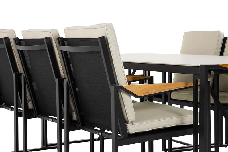 Östermalm Matgrupp Utomhus 200x100 cm + 6 Karmstolar - Teak/Svart - Utemöbler - Utegrupp - Matgrupp utomhus