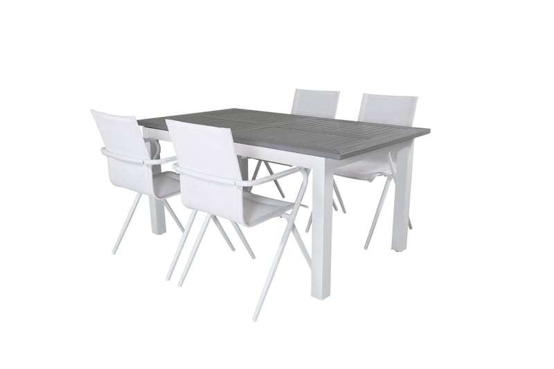 Albany Förlängningsbar Matgrupp 152cm + 4 Alina Stolar Grå/V, Grå/Vit