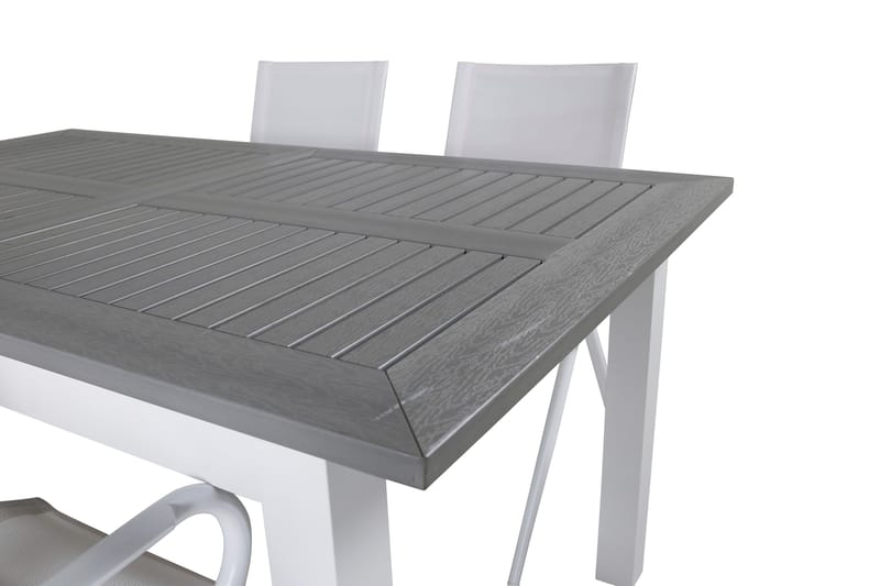 Albany Förlängningsbar Matgrupp 152cm + 4 Alina Stolar Grå/V - Grå/Vit - Utemöbler - Utegrupp - Matgrupp utomhus