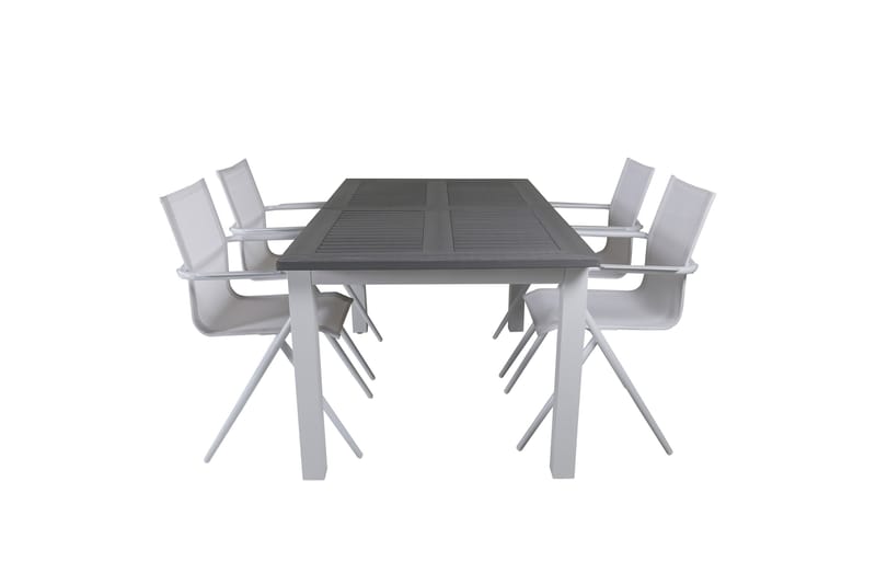 Albany Förlängningsbar Matgrupp 152cm + 4 Alina Stolar Grå/V - Grå/Vit - Utemöbler - Utegrupp - Matgrupp utomhus