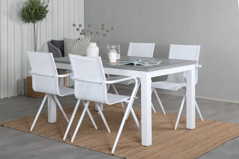 Albany Förlängningsbar Matgrupp 152cm + 4 Alina Stolar Grå/V - Grå/Vit - Utemöbler - Utegrupp - Matgrupp utomhus