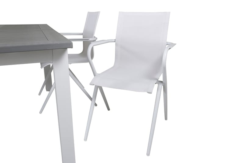 Albany Förlängningsbar Matgrupp 152cm + 4 Alina Stolar Grå/V - Grå/Vit - Utemöbler - Utegrupp - Matgrupp utomhus
