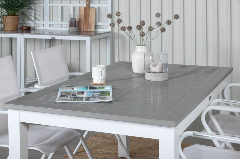 Albany Förlängningsbar Matgrupp 152cm + 4 Alina Stolar Grå/V - Grå/Vit - Utemöbler - Utegrupp - Matgrupp utomhus