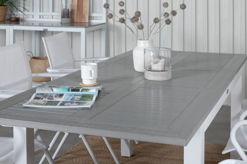 Albany Förlängningsbar Matgrupp 152cm + 6 Alina Stolar Grå/V - Grå/Vit - Utemöbler - Utegrupp - Matgrupp utomhus