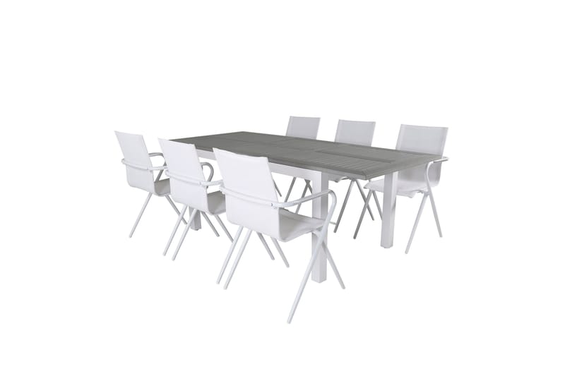 Albany Förlängningsbar Matgrupp 152cm + 6 Alina Stolar Grå/V - Grå/Vit - Utemöbler - Utegrupp - Matgrupp utomhus
