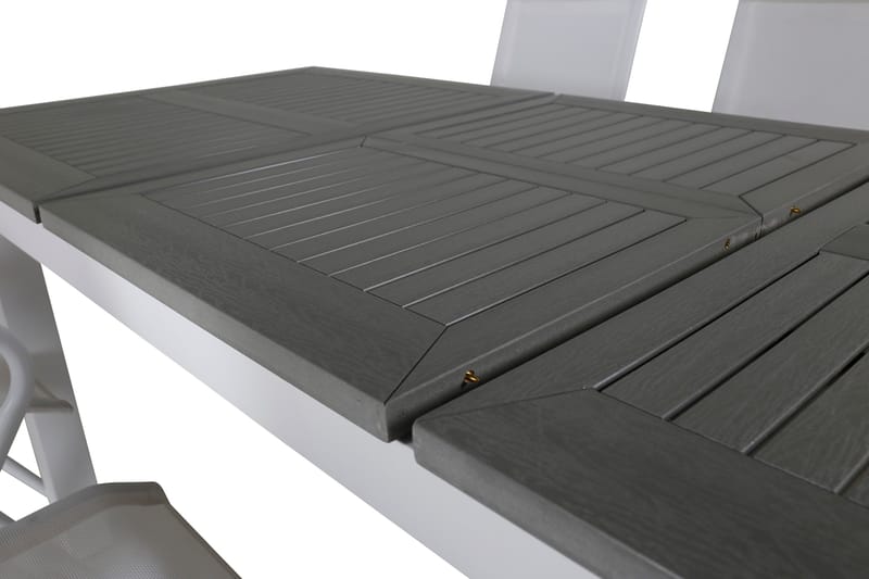 Albany Förlängningsbar Matgrupp 152cm + 6 Alina Stolar Grå/V - Grå/Vit - Utemöbler - Utegrupp - Matgrupp utomhus