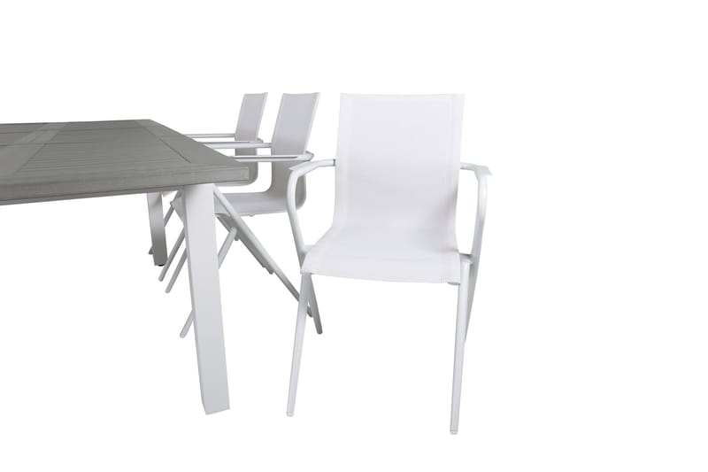Albany Förlängningsbar Matgrupp 152cm + 6 Alina Stolar Grå/V - Grå/Vit - Utemöbler - Utegrupp - Matgrupp utomhus