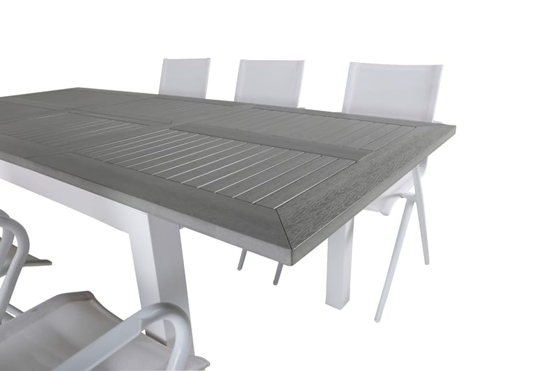 Albany Förlängningsbar Matgrupp 152cm + 6 Alina Stolar Grå/V - Grå/Vit - Utemöbler - Utegrupp - Matgrupp utomhus