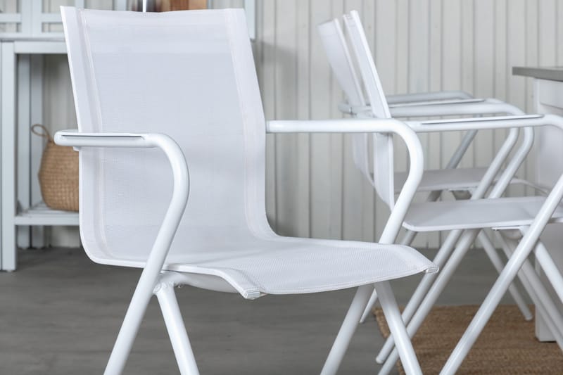 Albany Förlängningsbar Matgrupp 152cm + 6 Alina Stolar Grå/V - Grå/Vit - Utemöbler - Utegrupp - Matgrupp utomhus