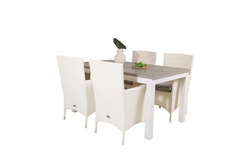 Albany Förlängningsbar Matgrupp Utomhus 152-210 cm + 4 st Malin Matstol - Vit - Utemöbler - Utegrupp - Matgrupp utomhus