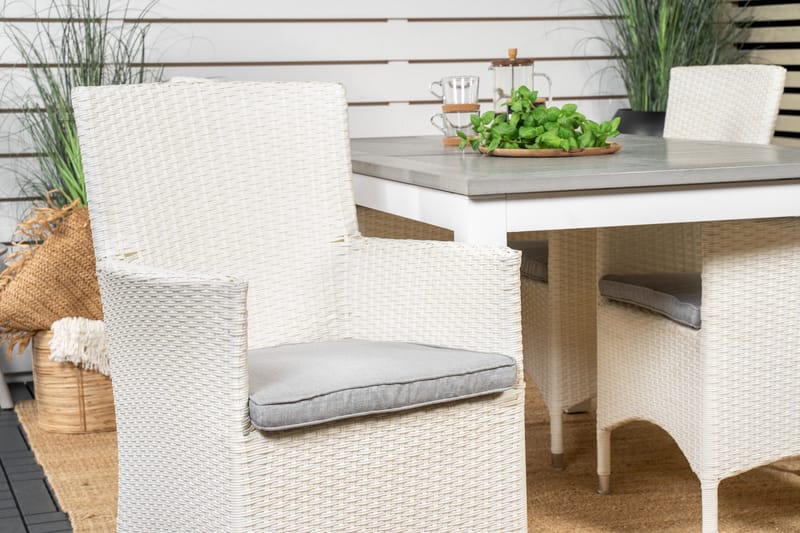 Albany Förlängningsbar Matgrupp Utomhus 152-210 cm + 4 st Malin Matstol - Vit - Utemöbler - Utegrupp - Matgrupp utomhus
