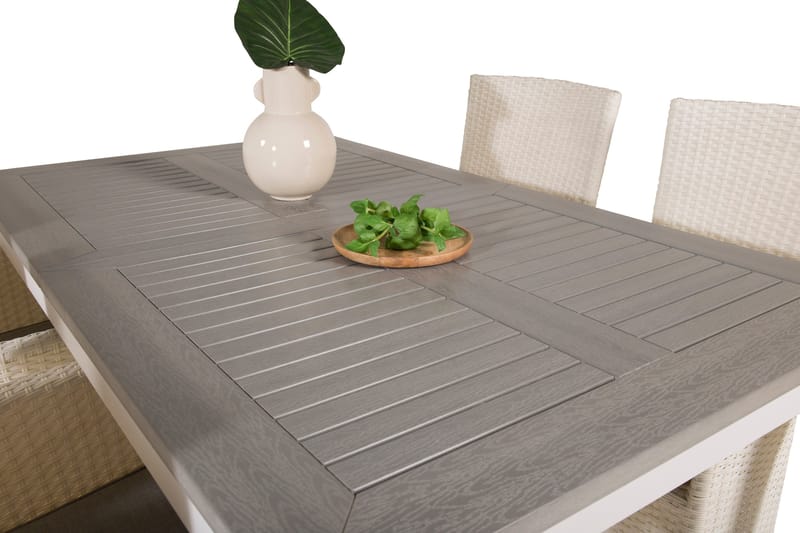 Albany Förlängningsbar Matgrupp Utomhus 152-210 cm + 4 st Malin Matstol - Vit - Utemöbler - Utegrupp - Matgrupp utomhus