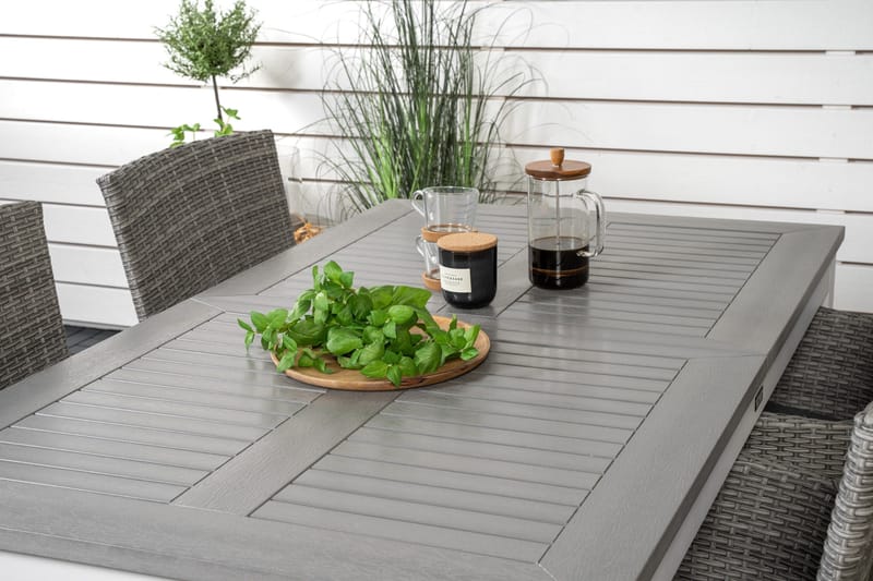 Albany Förlängningsbar Matgrupp Utomhus 152-210 cm + 4 st Malin Utefåtölj - Grå - Utemöbler - Utegrupp - Matgrupp utomhus