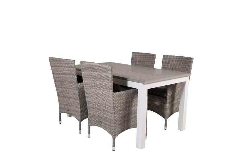Albany Förlängningsbar Matgrupp Utomhus 152-210 cm + 4 st Malin Utefåtölj - Grå - Utemöbler - Utegrupp - Matgrupp utomhus