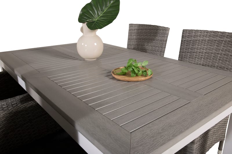 Albany Förlängningsbar Matgrupp Utomhus 152-210 cm + 4 st Malin Utefåtölj - Grå - Utemöbler - Utegrupp - Matgrupp utomhus