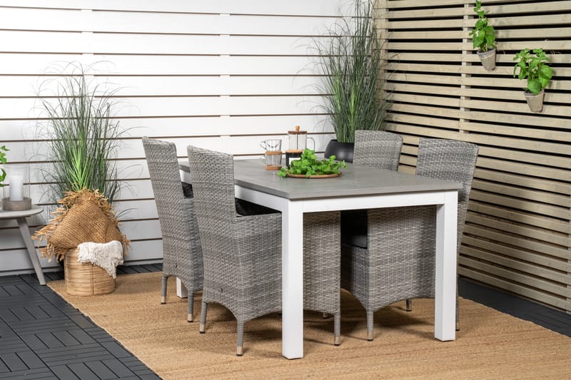 Albany Förlängningsbar Matgrupp Utomhus 152-210 cm + 4 st Malin Utefåtölj - Grå - Utemöbler - Utegrupp - Matgrupp utomhus