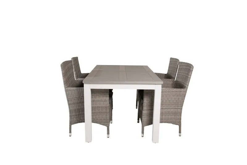 Albany Förlängningsbar Matgrupp Utomhus 152-210 cm + 4 st Malin Utefåtölj - Grå - Utemöbler - Utegrupp - Matgrupp utomhus